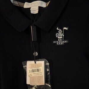 Burberry Baby Polo – Hidden Check Placket, Navy, NWT